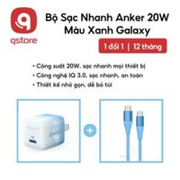 Bộ Sạc Nhanh Anker 20W Màu Xanh Galaxy, Củ Sạc Anker Power Port III Nano 20W (A2633), Cáp 2 Đầu Tyce C