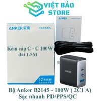 Bộ sạc nhanh Anker NaNo II 100W 3 cổng 2C1A kèm cáp C to C dài 1.5M B2145
