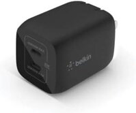 Bộ sạc nhanh Belkin 65W Dual USB-C với công nghệ GaN cho iPhone 14,13, Pro, Pro Max, Mini, iPad Pro 12.9, MacBook, Galaxy S23, S23+, Ultra, Tablet và nhiều thiết bị khác – Đen