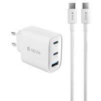 Bộ sạc nhanh Devia Extreme Speed 65W 3 cổng kèm cáp Type C to Type C 2m