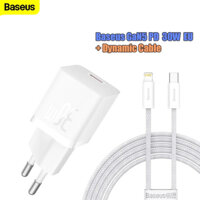 Bộ Sạc Nhanh iPhone Kèm Cáp C To Lightning Dynamic Baseus GaN5 Fast Charger Mini 1C 30W