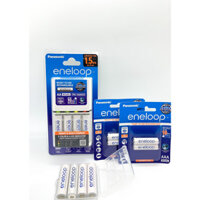 Bộ Sạc Nhanh Panasonic BQ CC55 Kèm 8 Pin Eneloop 4 Pin AA 2000 mAH 4 Pin AAA 800 mAh Made In Japan - Hàng Chính Hãng