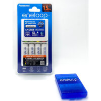 Bộ Sạc Nhanh Panasonic BQ CC55 Smart Quick Charger Kèm 4 Pin Eneloop AA BK3MCCE 2000 mah Hàng Chính Hãng
