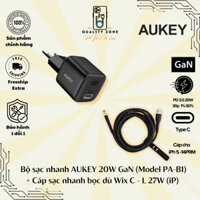 Bộ sạc nhanh PD 20W chính hãng AUKEY PA-B1 20W Omnia Gan USB C trợ sạc nhanh Type C PD 3.0 cho iP