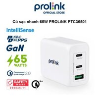Bộ sạc nhanh PROLiNK chuẩn USB 3.0, nhiều cổng Type-C, A dùng cho Điện thoại, iPad, Macbook, Nintendo Switch - 65W 3Cổng USB-C &amp; A
