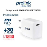 Bộ sạc nhanh PROLiNK chuẩn USB 3.0, nhiều cổng Type-C, A dùng cho Điện thoại, iPad, Macbook, Nintendo Switch - 30W 1Cổng USB-C