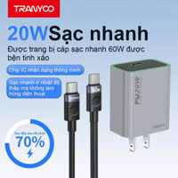 Bộ Sạc Nhanh TRANYOO 20W Mã US7 Chuẩn PD Cho iPone Và Android Nhiệt Độ Siêu Mát 70% Trong 40 Phút