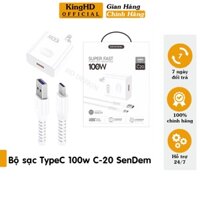Bộ Sạc Nhanh Type-C 100W C20 Chính Hãng Sendem, Bộ Củ Cáp Sạc 100W Cho Điện Thoại Android không giật lag, nóng máy