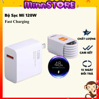 Bộ sạc nhanh Xi@0mi 120W, củ sạc và cáp sạc nhanh USB to Type C cho Xia0mi S@msung Opp0 Viv0 bảo hành MinnSTORE