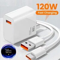 Bộ sạc nhanh Xiaomi 120W, Củ sạc + Cáp sạc nhanh USB to Type C cho Xiaomi Samsung Oppo Vivo [BỘ SẠC XIAOMI 120W] BH 12Th