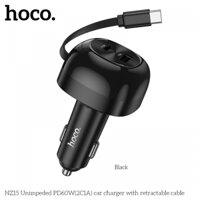 Bộ sạc ô tô 2 cổng Hoco NZ15 type-c PD60W (2C1A) SẠC SIÊU NHANH dây cáp có thể thu vào