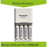 Bộ Sạc Panasonic CC55 và 4 Pin Eneloop AA 1900mAh