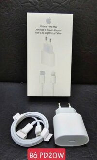 Bộ sạc PD20W chân tròn fullbox iPhone 14Pro Max 20W USB-C Power Adapter USB-C to Lightning Cable
