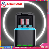 Bộ sạc pin 3 kênh có cáp Type C 2 khe cắm SD cho GoPro Hero 12 / 11 / 10 / 9 66camera