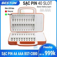 Bộ sạc pin 40 khe BST-C880 có đèn báo sạc, sạc nhanh và tự ngắt khi đầy dùng cho micro phòng karaoke, đồng hồ, loa