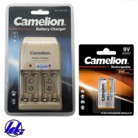 Bộ sạc pin AA AAA 9V Camelion BC-0904SM kèm 1 pin sạc vuông 9V Camelion NH-9V200BP1 200mAh