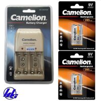 Bộ sạc pin AA AAA 9V Camelion BC-0904SM kèm 2 pin sạc vuông 9V Camelion NH-9V200BP1 200mAh