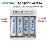 Bộ sạc pin AA AAA Beston C8002 dùng cho micro không dây, máy ảnh, điều khiển, đồ chơi trẻ em, đồng hồ - lẻ 4 pinAAA1300