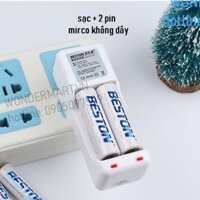 Bộ sạc pin Beston AA/AAA 2 cổng kèm 2 pin AA 1.2V 3000mAh chuyên micro không dây