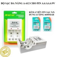 Bộ Sạc Pin Đa Năng Jiabao A612 Dùng cho Pin AA-AAA-9V Kèm 4 Viên Pin Sạc AA 4600mAh