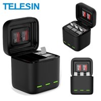 Bộ sạc pin di động TELESIN 3 khe sạc nhanh cho GoPro Hero 13 Pin GoPro Hero 13 Phụ kiện máy ảnh hành động màu đen