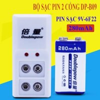 Bộ sạc pin DP-B09 và pin vuông 6F22 9V-280mAh chính hãng Doublepow