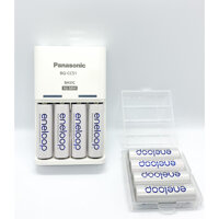 Bộ Sạc PIN ENELOOP AAAAA Kèm 4 Pin Sạc Made In Japan Kèm Hộp Đựng Pin Sạc - Hàng Chính Hãng