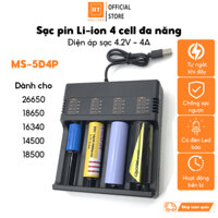 Bộ sạc pin Li-ion MS-5D4P 4 cell 4.2V 4A hỗ trợ nhiều mã pin 18650 /16340/ 26650/ 14500...