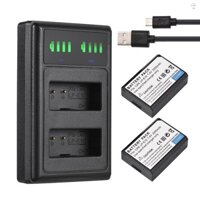 Bộ sạc pin LP-E10 2 khe có đèn báo LED + 2 pin LP-E10 7.4V 2200mAh có cáp sạc USB thay thế cho Canon 1100D 1200D 1300D Rebel T3 T5 KISS X50 X70