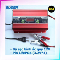 Bộ sạc Pin sắt  20A SUOER ML-20B thông minh cho ắc quy axít chì 12V Pin LiFePO4 4S 12.8V 14.6V