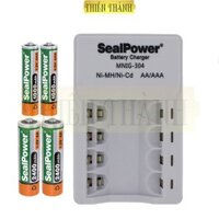 Bộ sạc pin SealPower MNIG-304,bộ sạc thông minh tự ngắt,pin sạc 1.2V (Ni-MH) AA3300mAh,AAA1300mAh