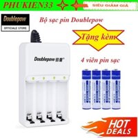Bộ sạc pin tiểu AA và AAA Doublepow Sạc Nhanh, Tự Ngắt, Có Đèn Báo Sạc Đầy + tặng kèm 4 viên pin AA 1200
