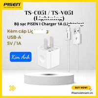 Bộ sạc Pisen I Charger 1A kèm cáp L - (TS-C051-L) cho điện thoại t.táo - Hàng chính hãng