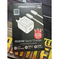 Bộ Sạc Pisen QUICK - Mr White Tiny USB-C 30W CC1000 TS-C175 dành cho iPhone 15