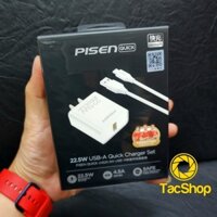 Bộ sạc Pisen Quick XY-C27 kèm cáp sạc nhanh USB Type C 1M2 hỗ trợ sạc nhanh QC 3.0 22.5W Chính Hãng - BH 12 tháng