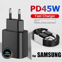 Bộ sạc siêu nhanh type C 45W gồm đầu sạc và cáp cho điện thoại SAMSUNG Galaxy S21 S22 S23 S24 máy tính bảng
