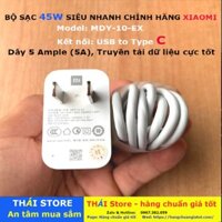 Bộ sạc Siêu nhanh XIAOMI Chính hãng, công suất 45W - MDY-10-EX, Quick Charge 3.0, cáp chân USB to Type C, (mã SA23)