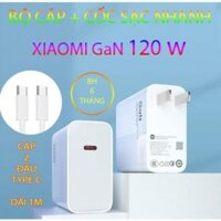 Bộ Sạc Siêu Nhanh Xiaomi GaN 120W - Củ sạc + Cáp sạc nhanh USB to Type C cho Huawei Xiaomi Samsung Oppo Vivo