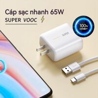 Bộ sạc Supper Vooc Oppo 65w hỗ trợ sạc nhanh không nóng máy,bộ củ cáp sạc hỗ trợ cổng type C chuẩn chính hãng có BH tốt