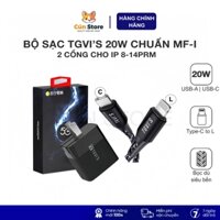 Bộ sạc TGVI'S 20W PD 2 cổng và cáp bọc dù C to L chuẩn MF-I cho 8-14 Pro Max | Bảo hành 6 tháng