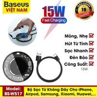 Bộ sạc từ không dây Baseus 15W cho iPhone 12/11/X/XR/XS, Xiaomi, Samsung, Huawei, tai nghe Airpod - phân phối chính hãng tại Baseus Việt Nam