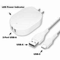 Bộ sạc tường hai cổng 4.8A với cáp Micro-USB