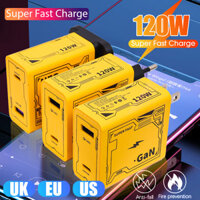 Bộ sạc USB GaN 120W - Bộ chuyển đổi phích cắm du lịch - Bộ sạc nhanh phích cắm EU / US / UK - Bộ chuyển đổi điện thoại di động 2 cổng sạc nhanh USB + Type-C đa chức năng