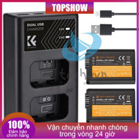 Bộ sạc và pin máy ảnh K & F CONCEPT với bộ sạc pin 2 khe + 2 pin NP-FW50 7.4V 1100mAh + Thay thế cáp sạc Type-C cho A7 / Alpha 7R / A7R / A7 II / A7S / A7