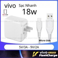 Bộ sạc vivo 18w,sạc nhanh micro usb tương thích các dòng vivo Y53/Y51/Y31/Y30/Y20/Y17/Y15 và V7/V5/V3/Y69/Y55/Y53