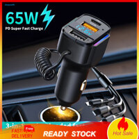 Bộ sạc xe hơi PEMG Phát hiện điện áp Đèn thở Hiển thị kỹ thuật số Nguồn điện ổn định Nhiều bảo vệ Sạc nhanh 3 trong 1 Ổ cắm sạc thuốc lá ô tô đa năng 3 trong 1 cho Automobile