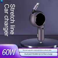 Bộ sạc xe hơi sạc nhanh 60W kèm cáp linh hoạt cho tài xế và hành khách