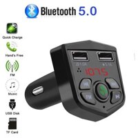 Bộ sạc xe hơi USB mới Bluetooth 5.0 Hỗ trợ nhanh Máy phát FM nghe nhạc MP3 LCD dụng cụ cho điện thoại thông minh