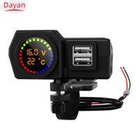Bộ sạc xe máy 1-to-3 Nhiệt độ điện áp Màn hình kỹ thuật số Usb kép Bộ sạc điện thoại di động Bộ sạc xe hơi
