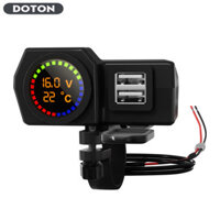 Bộ sạc xe máy 1-to-3 Nhiệt độ điện áp Màn hình kỹ thuật số Usb kép Bộ sạc điện thoại di động Bộ sạc xe hơi